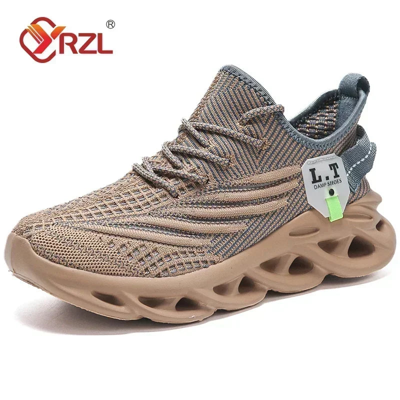 YRZL Mens Sport Shoes Breathable Lightweight Sneakers Outdoor Mesh Black Running Shoes Athletic Jogging Tenis Walking Shoes Man