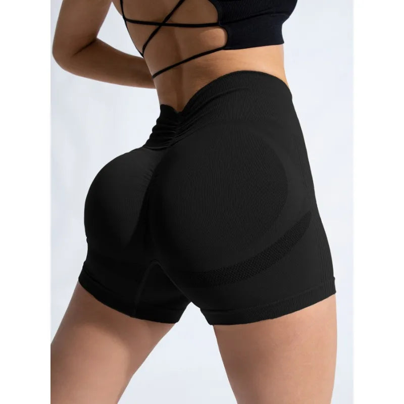Knitting Sports Women Shorts Seamless V Waist Shorts Stretchy Quick Drying and Breathable Running Sexy Hip Liftting Yoga Shorts