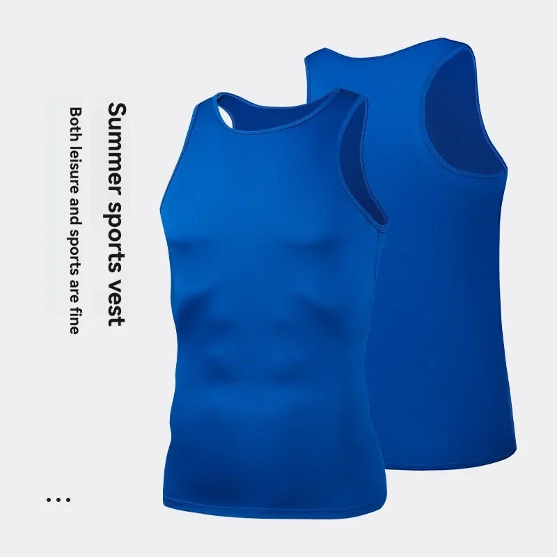 Tight sports vest, men's quick-drying breathable sweat-wicking fitness suit, basketball, running, training, high elasticity