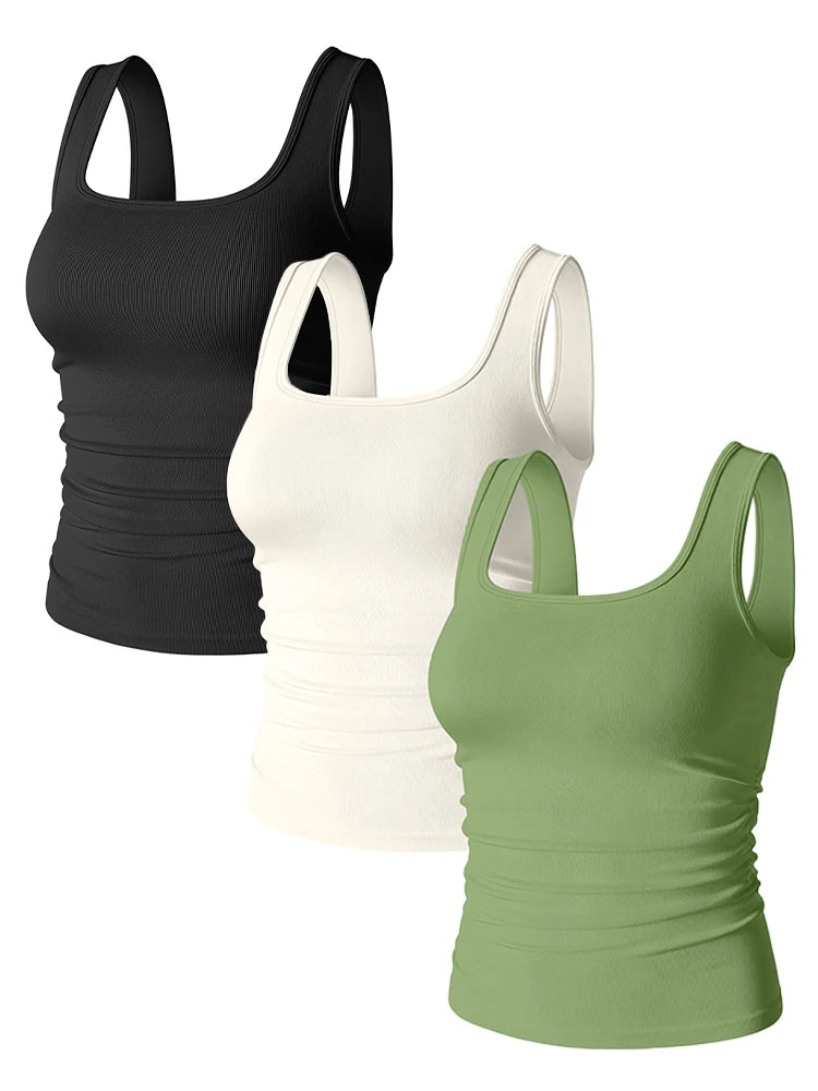 Summer Women's Yoga Tank Top Stretch Knit Sport Crop Vest for Running Fitness Exercise Gym Wear