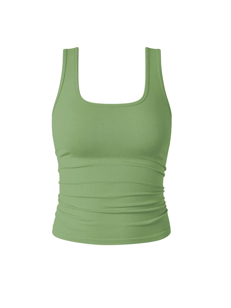 Summer Women's Yoga Tank Top Stretch Knit Sport Crop Vest for Running Fitness Exercise Gym Wear