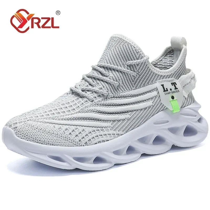 YRZL Mens Sport Shoes Breathable Lightweight Sneakers Outdoor Mesh Black Running Shoes Athletic Jogging Tenis Walking Shoes Man