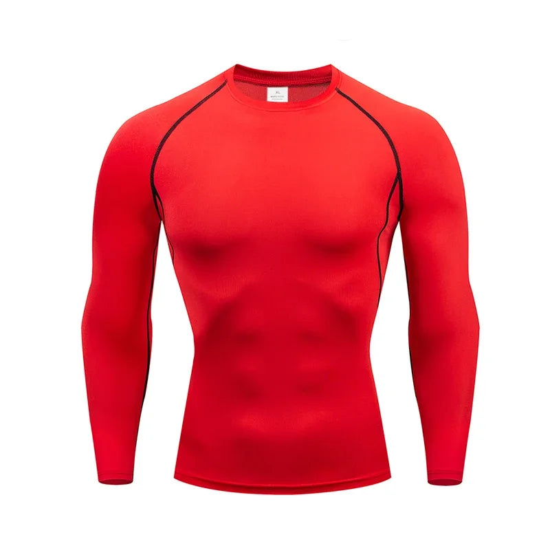 2026 new Elastic Compression Wear Men Long Sleeve Tight Quick Dry Running Fitness Athletic Sport Tees Breathable Gym Training T