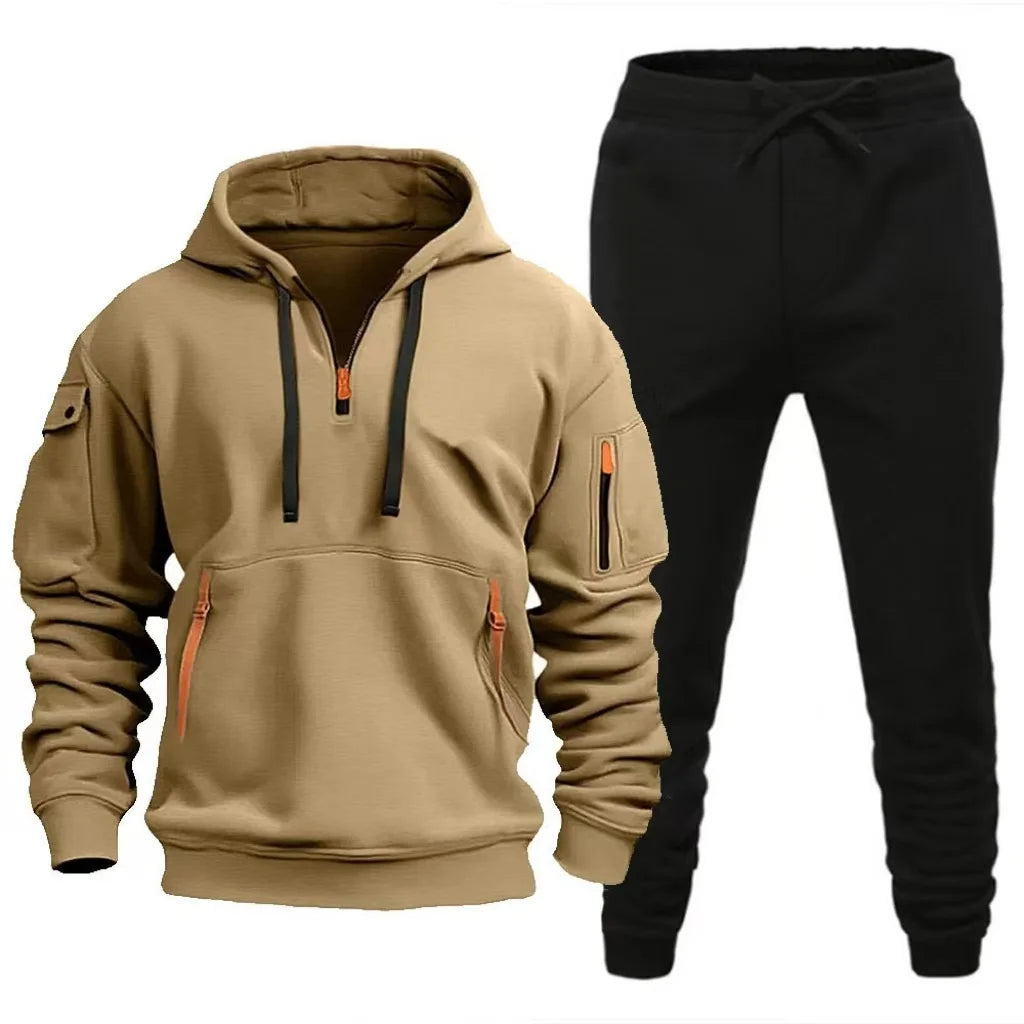 2025 Autumn New Arrival Man Hooded Tracksuit 2pcs Set Hoodie&sweatpants Male Daily Casual Sports Jogging Suit Gym Fitness Outfit