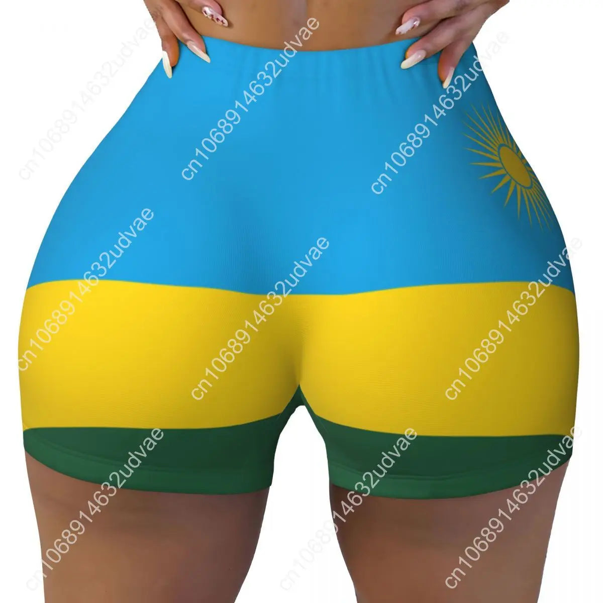 Sexy Tight Hip Sports Shorts Rwanda Flag Fitness Women's Comfortable Yoga Shorts