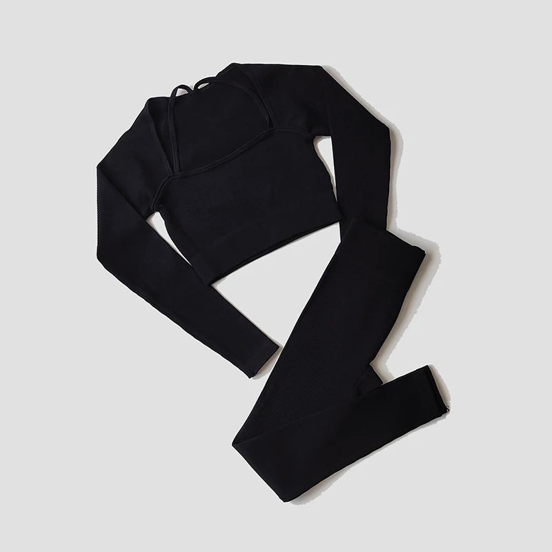 WAREBALL Seamless Workout Crop Top Sport Leggings Sexy Top Bra Yoga Outfits For Women Sportswear Athletic Wear Gym Sets