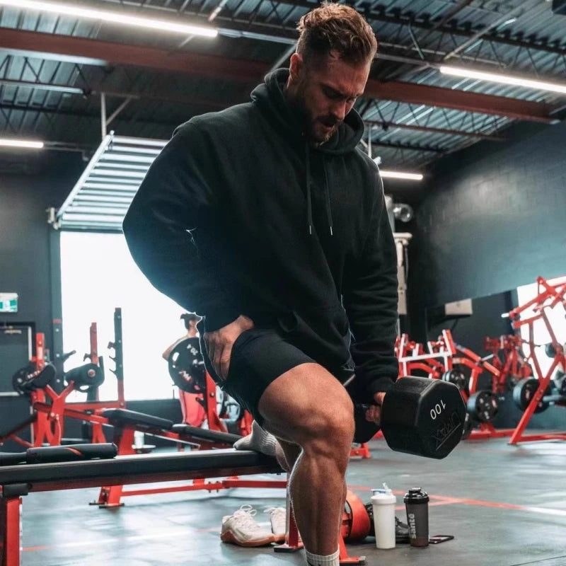 Men's Gym Hoodie for Autumn, Fleece Lined Sweatshirt with Warmth for Winter Fitness and Athletic Wear Styles