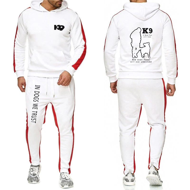 2025 Spring And Autumn Man's K9 Team Logo Print Sports Comfortable Fitness Long Sleeve Hoodies+Leisure Drawstring Pants Suits