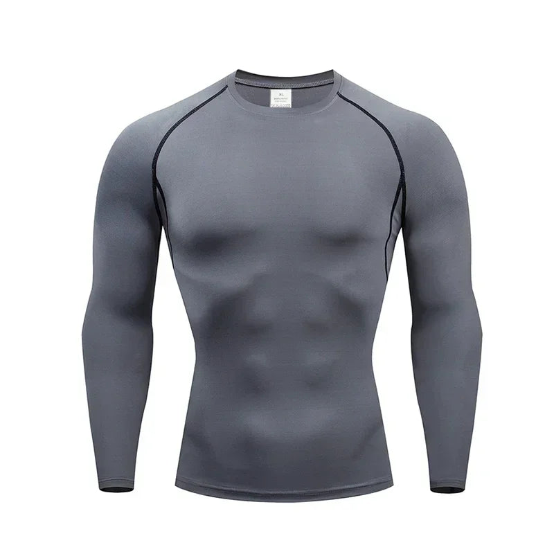 2026 new Elastic Compression Wear Men Long Sleeve Tight Quick Dry Running Fitness Athletic Sport Tees Breathable Gym Training T