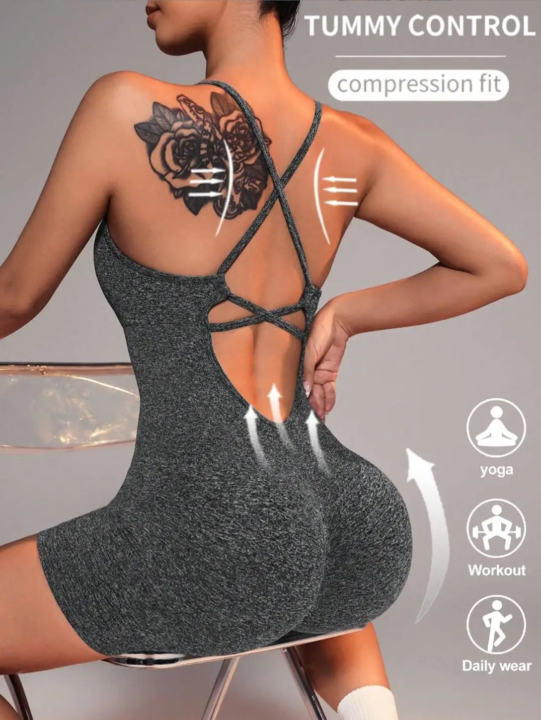 One Piece Gym Set Women Yoga Set Female Yoga Jumpsuit Shorts Sport Bodysuit Tracksuit Printing Seamless Fitness Workout Clothing