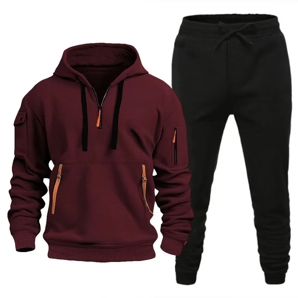 2025 Autumn New Arrival Man Hooded Tracksuit 2pcs Set Hoodie&sweatpants Male Daily Casual Sports Jogging Suit Gym Fitness Outfit