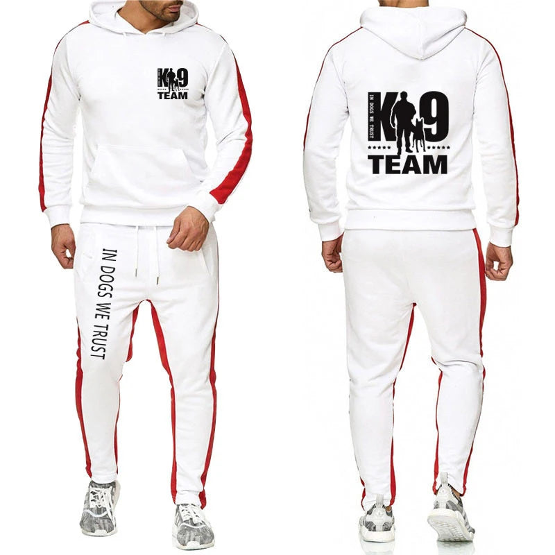 2025 Spring And Autumn Man's K9 Team Logo Print Sports Comfortable Fitness Long Sleeve Hoodies+Leisure Drawstring Pants Suits