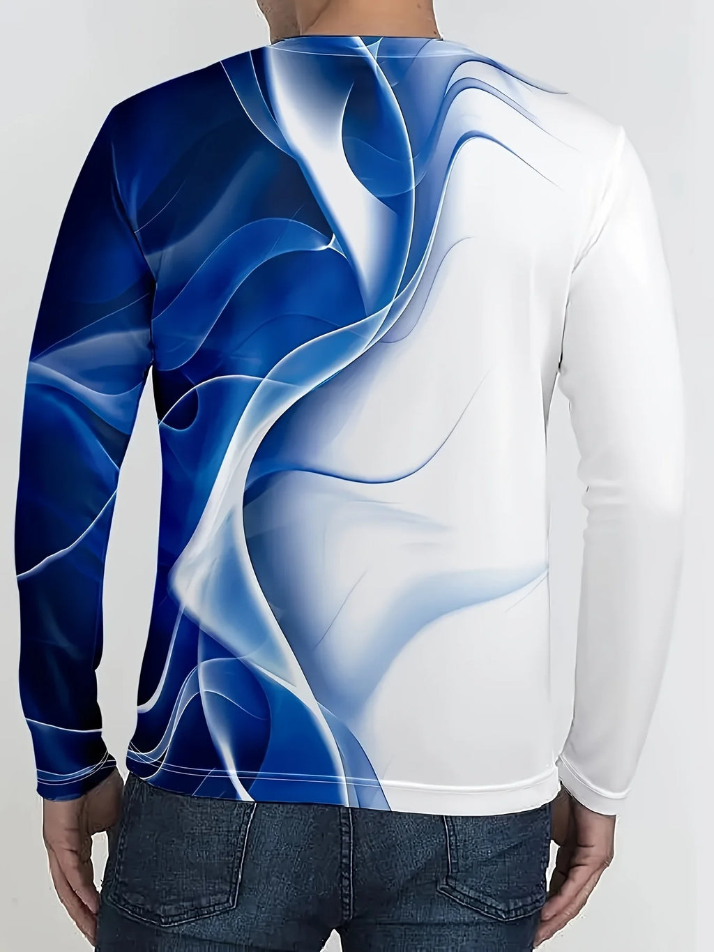 Mens Gradient Print Long Sleeve T-Shirt Breathable  Casual Top for Daily Wear Modern Aesthetic Tee Comfortable Athletic Style