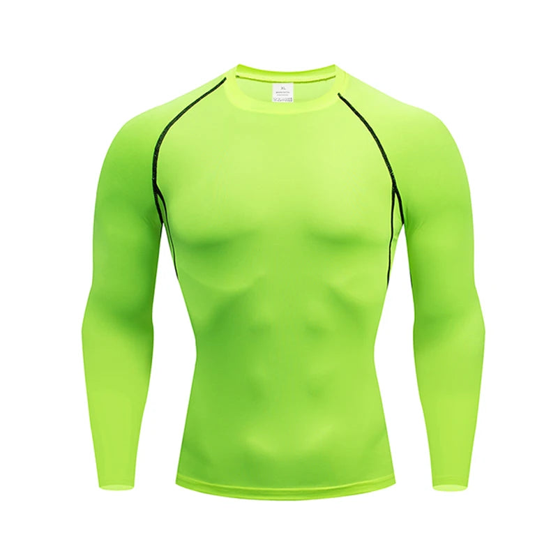 2026 new Elastic Compression Wear Men Long Sleeve Tight Quick Dry Running Fitness Athletic Sport Tees Breathable Gym Training T
