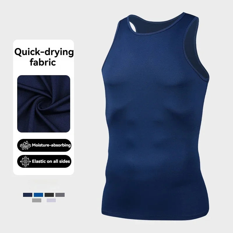 Tight sports vest, men's quick-drying breathable sweat-wicking fitness suit, basketball, running, training, high elasticity