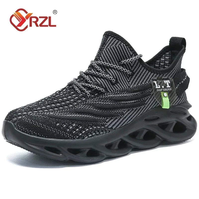 YRZL Mens Sport Shoes Breathable Lightweight Sneakers Outdoor Mesh Black Running Shoes Athletic Jogging Tenis Walking Shoes Man