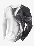 Mens Gradient Print Long Sleeve T-Shirt Breathable  Casual Top for Daily Wear Modern Aesthetic Tee Comfortable Athletic Style