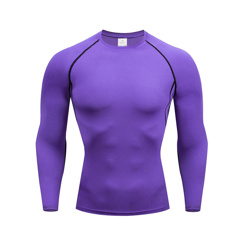 2026 new Elastic Compression Wear Men Long Sleeve Tight Quick Dry Running Fitness Athletic Sport Tees Breathable Gym Training T