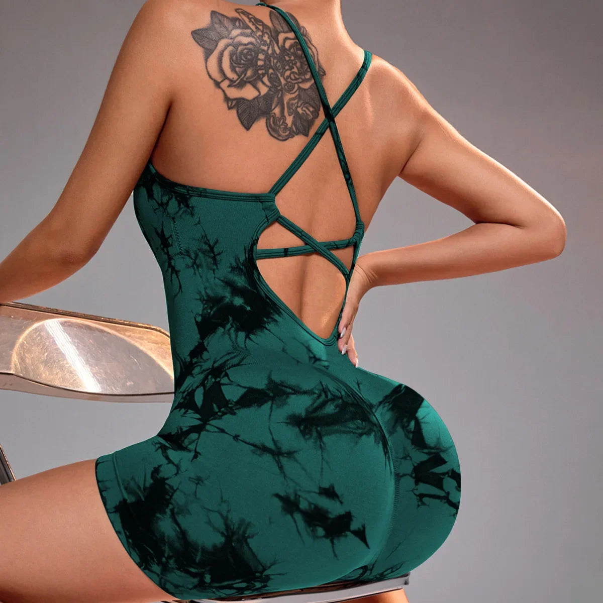 One Piece Gym Set Women Yoga Set Female Yoga Jumpsuit Shorts Sport Bodysuit Tracksuit Printing Seamless Fitness Workout Clothing