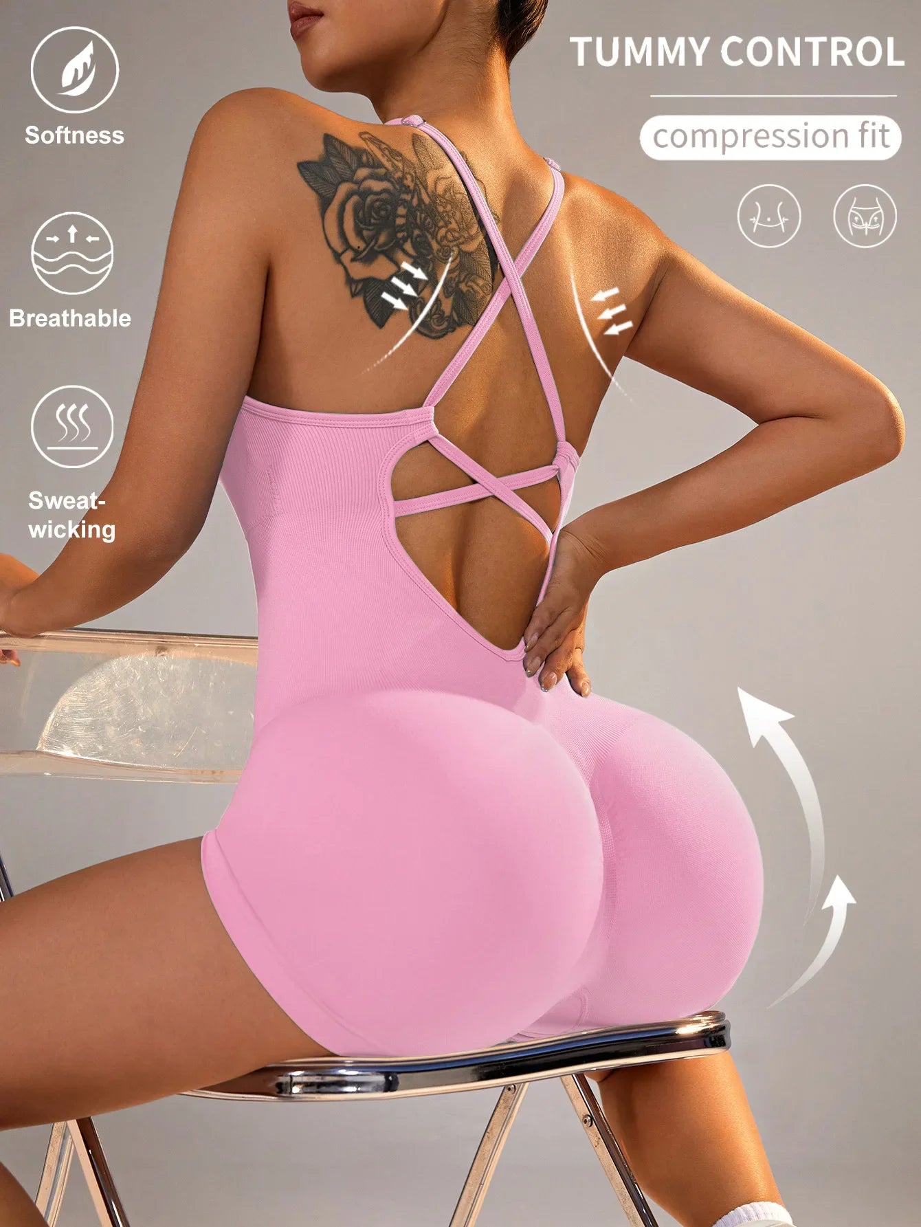 One Piece Gym Set Women Yoga Set Female Yoga Jumpsuit Shorts Sport Bodysuit Tracksuit Printing Seamless Fitness Workout Clothing