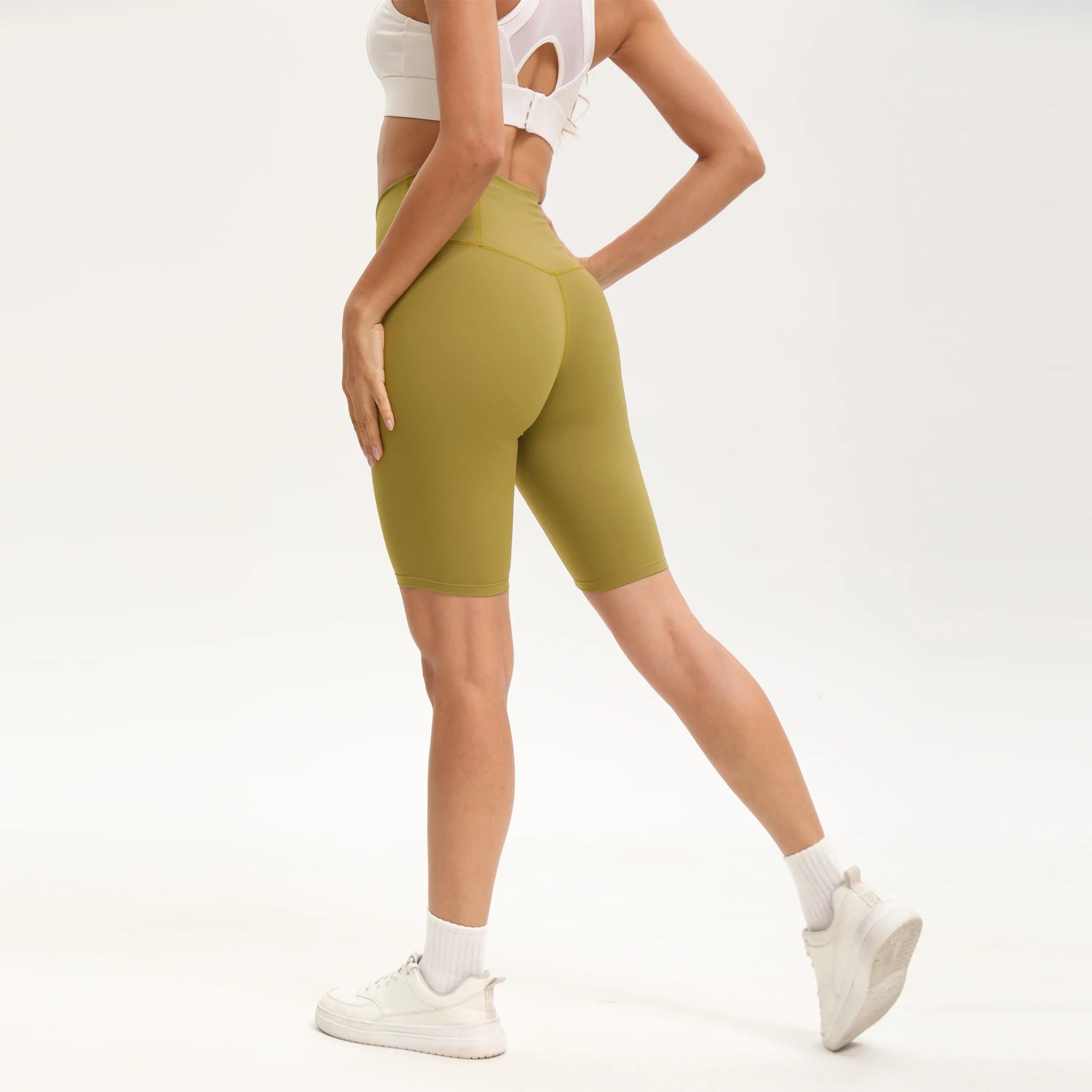 High Waist Bike Shorts - Women's 3-Pocket Workout Yoga Shorts for Gym & Fitness