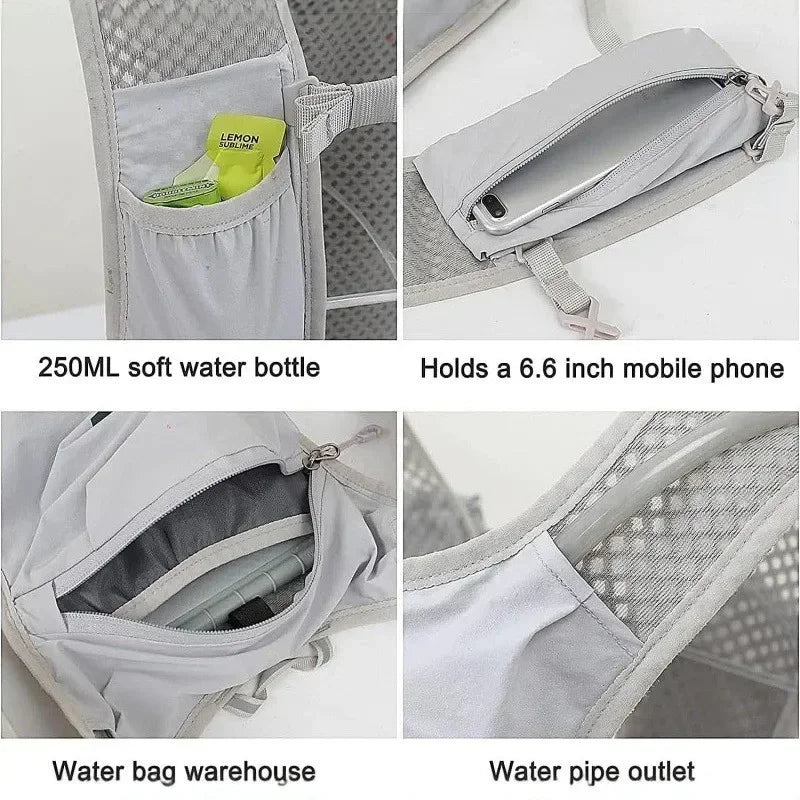New Running Water Bottle Storage Vest Lightweight Running Vest Reflective Hydration Water Chest Pack With Phone Holder