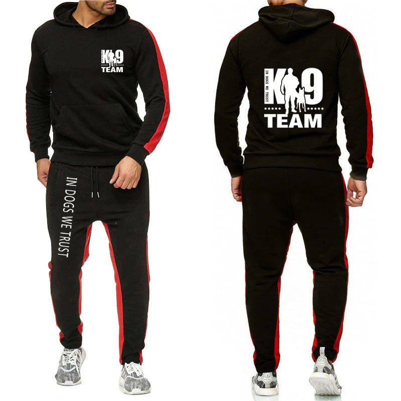 2025 Spring And Autumn Man's K9 Team Logo Print Sports Comfortable Fitness Long Sleeve Hoodies+Leisure Drawstring Pants Suits