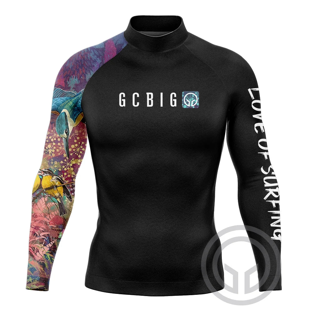 2023 Summer Mens Long Sleeve Surf Wear Clothing UV SunSwimming Tight T-Shirt Gym Sets Rash Guards Skins Surfing Suit Diving