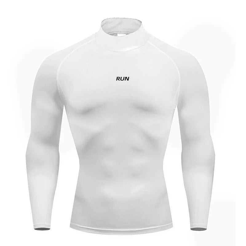 Men's Running Turtleneck Quick-Drying Long-Sleeved T-shirts Spring Aurumn Compression Shirt Sports Fitness Tight Tops Tees