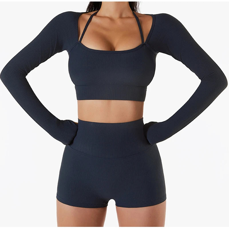 WAREBALL Seamless Workout Crop Top Sport Leggings Sexy Top Bra Yoga Outfits For Women Sportswear Athletic Wear Gym Sets