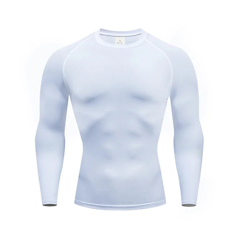 2026 new Elastic Compression Wear Men Long Sleeve Tight Quick Dry Running Fitness Athletic Sport Tees Breathable Gym Training T