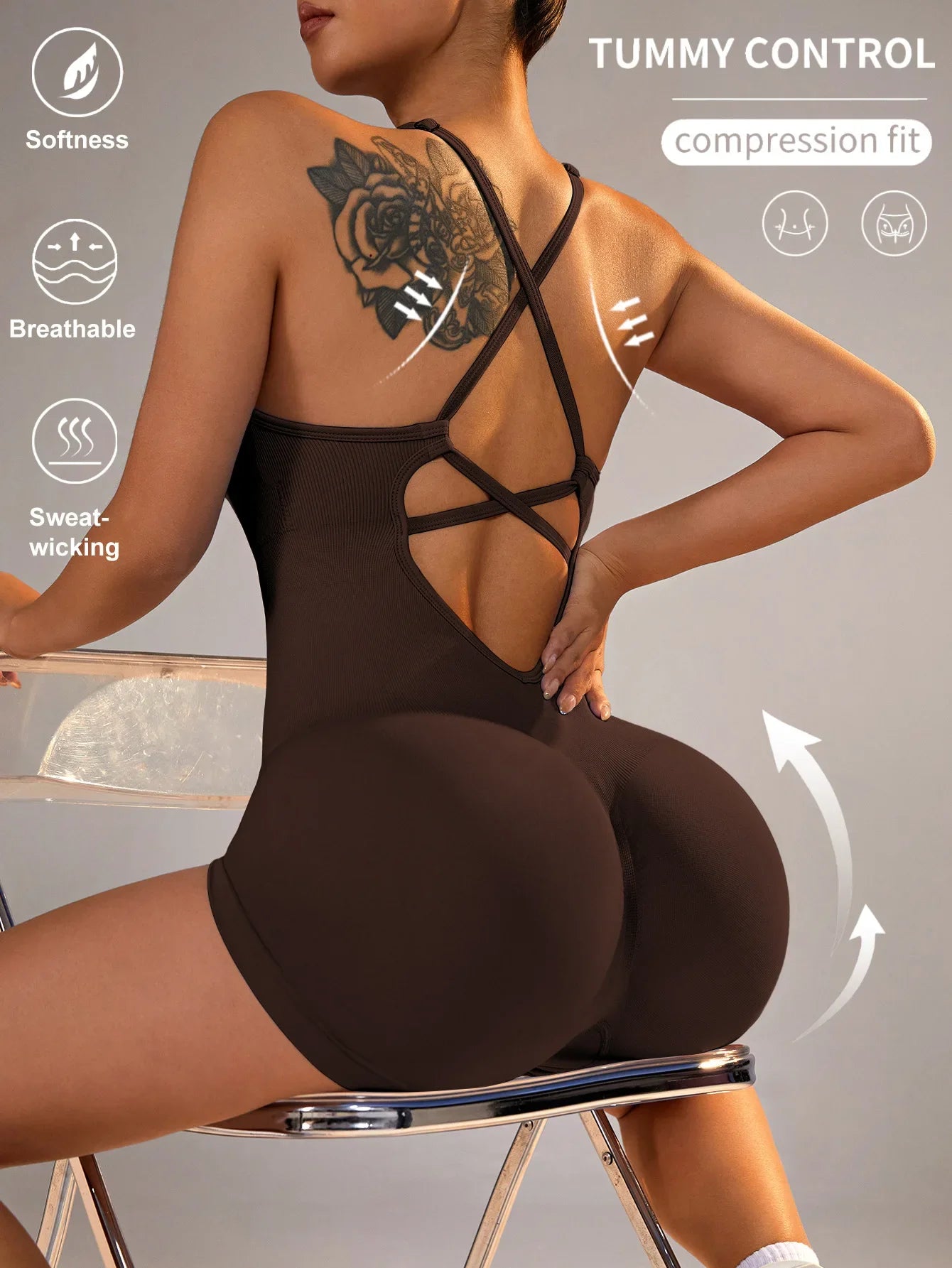 One Piece Gym Set Women Yoga Set Female Yoga Jumpsuit Shorts Sport Bodysuit Tracksuit Printing Seamless Fitness Workout Clothing