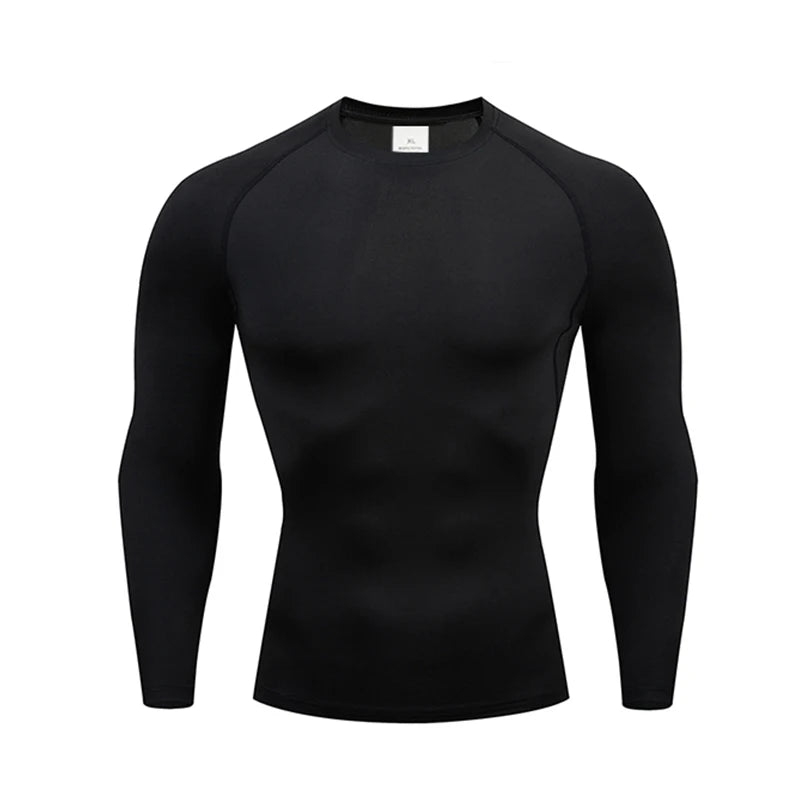 2026 new Elastic Compression Wear Men Long Sleeve Tight Quick Dry Running Fitness Athletic Sport Tees Breathable Gym Training T