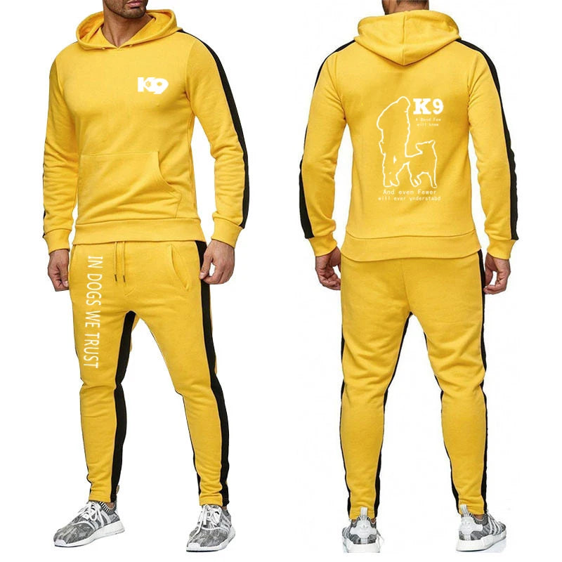 2025 Spring And Autumn Man's K9 Team Logo Print Sports Comfortable Fitness Long Sleeve Hoodies+Leisure Drawstring Pants Suits