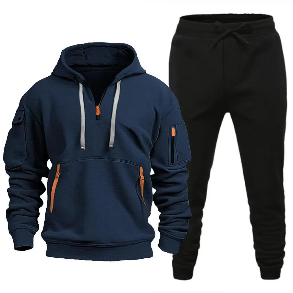 2025 Autumn New Arrival Man Hooded Tracksuit 2pcs Set Hoodie&sweatpants Male Daily Casual Sports Jogging Suit Gym Fitness Outfit