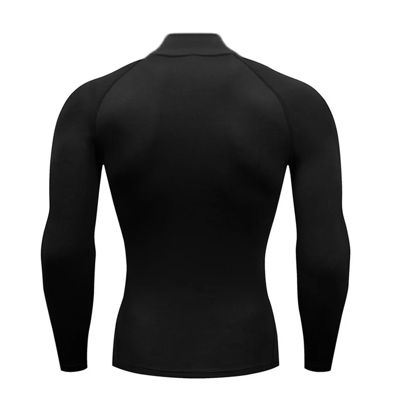 Men's Running Turtleneck Quick-Drying Long-Sleeved T-shirts Spring Aurumn Compression Shirt Sports Fitness Tight Tops Tees