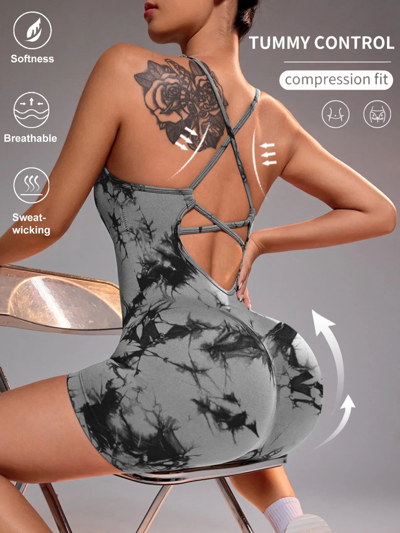 One Piece Gym Set Women Yoga Set Female Yoga Jumpsuit Shorts Sport Bodysuit Tracksuit Printing Seamless Fitness Workout Clothing