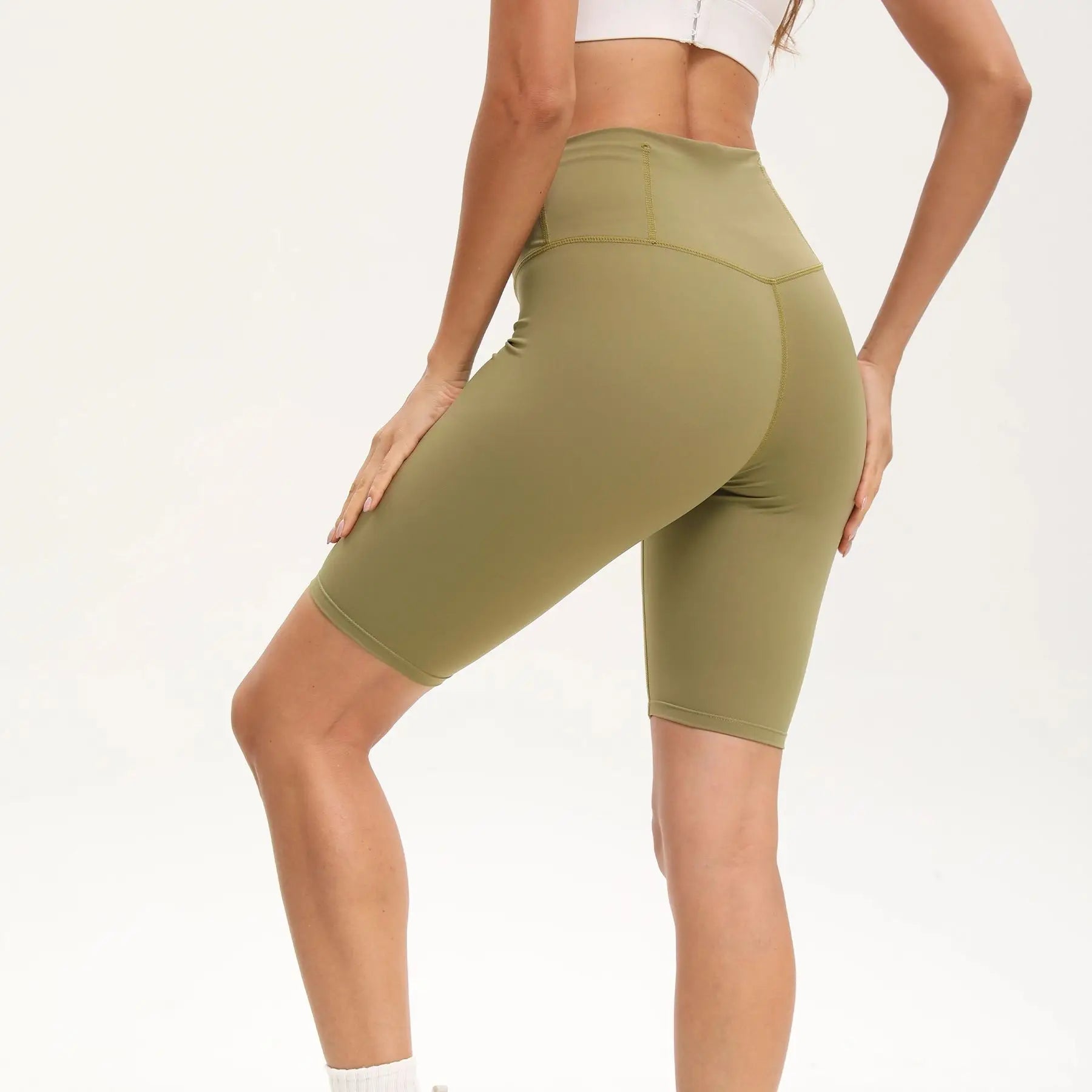 High Waist Bike Shorts - Women's 3-Pocket Workout Yoga Shorts for Gym & Fitness