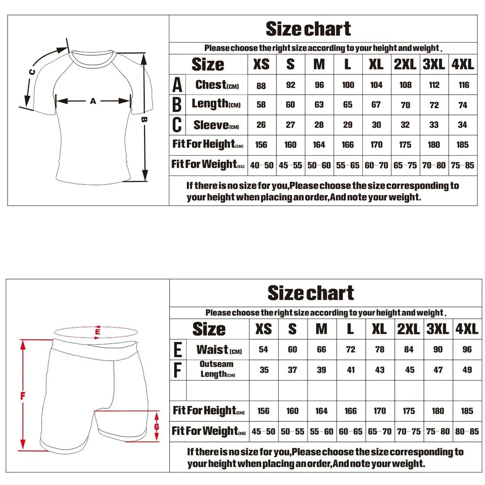 17th New Summer Cartoon Rash Guards Surfing Jersey Beach Shirts Swimwear Diving Gym Shorts MMA BJJ Men Jiu Jitsu Fitness Sets